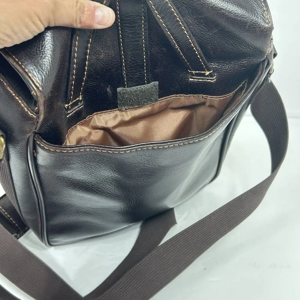 Wilson Leather Messenger Bag Brown Crossbody Tablet Snap Adjustable Pockets